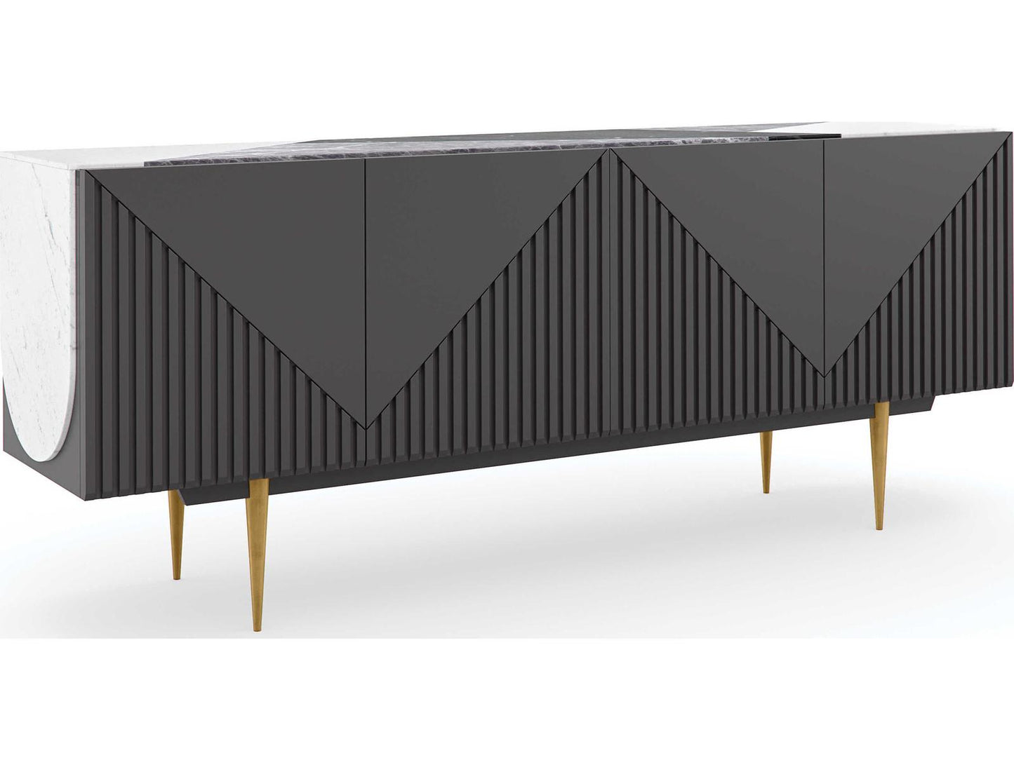 Over The Edge Sideboard in Warm Slate and Champagne Gold
