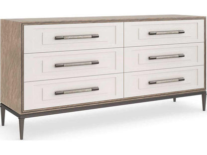 Impressive 6-Drawer Dresser in Mountain Smoke and Pearly White