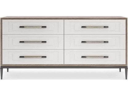 Impressive 6-Drawer Dresser in Mountain Smoke and Pearly White