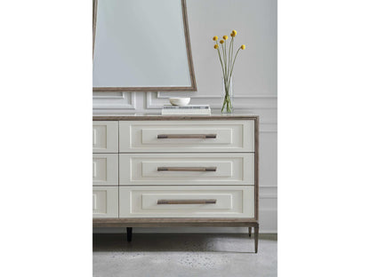Impressive 6-Drawer Dresser in Mountain Smoke and Pearly White