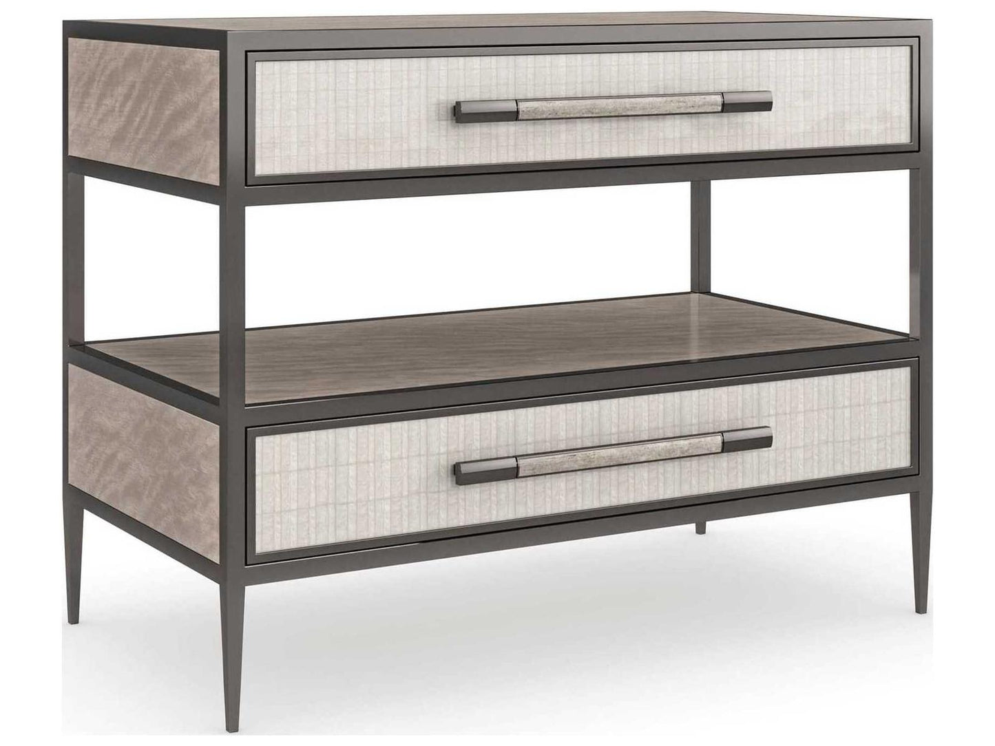Dual Impressions Nightstand in Mountain Smoke and Deep Bronze