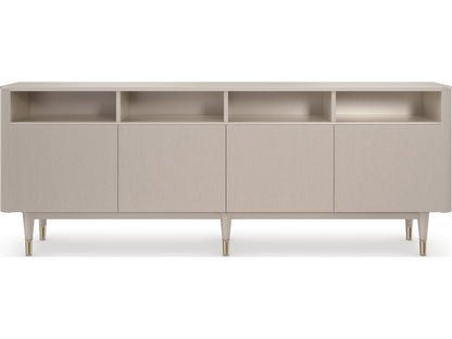 Love Lines 80-Inch Rectangle Console Table in Matte Pearl and Whisper of Gold