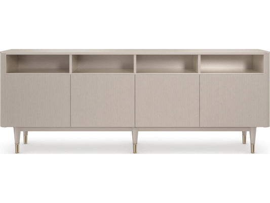 Love Lines 80-Inch Rectangle Console Table in Matte Pearl and Whisper of Gold