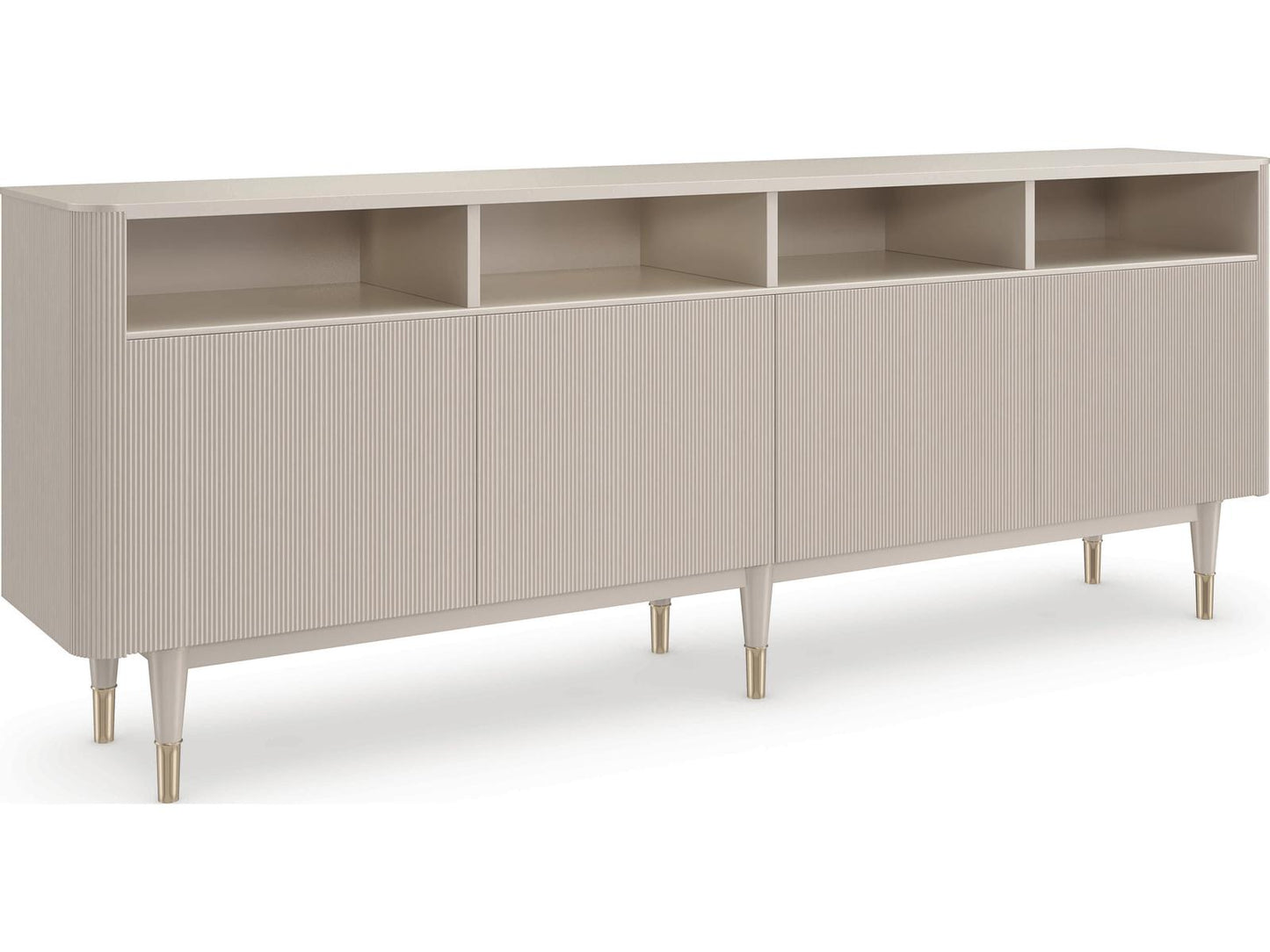 Love Lines 80-Inch Rectangle Console Table in Matte Pearl and Whisper of Gold