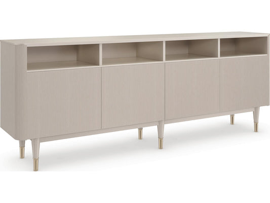 Love Lines 80-Inch Rectangle Console Table in Matte Pearl and Whisper of Gold