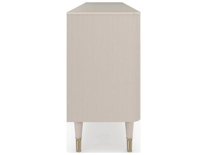 Love Lines 80-Inch Rectangle Console Table in Matte Pearl and Whisper of Gold