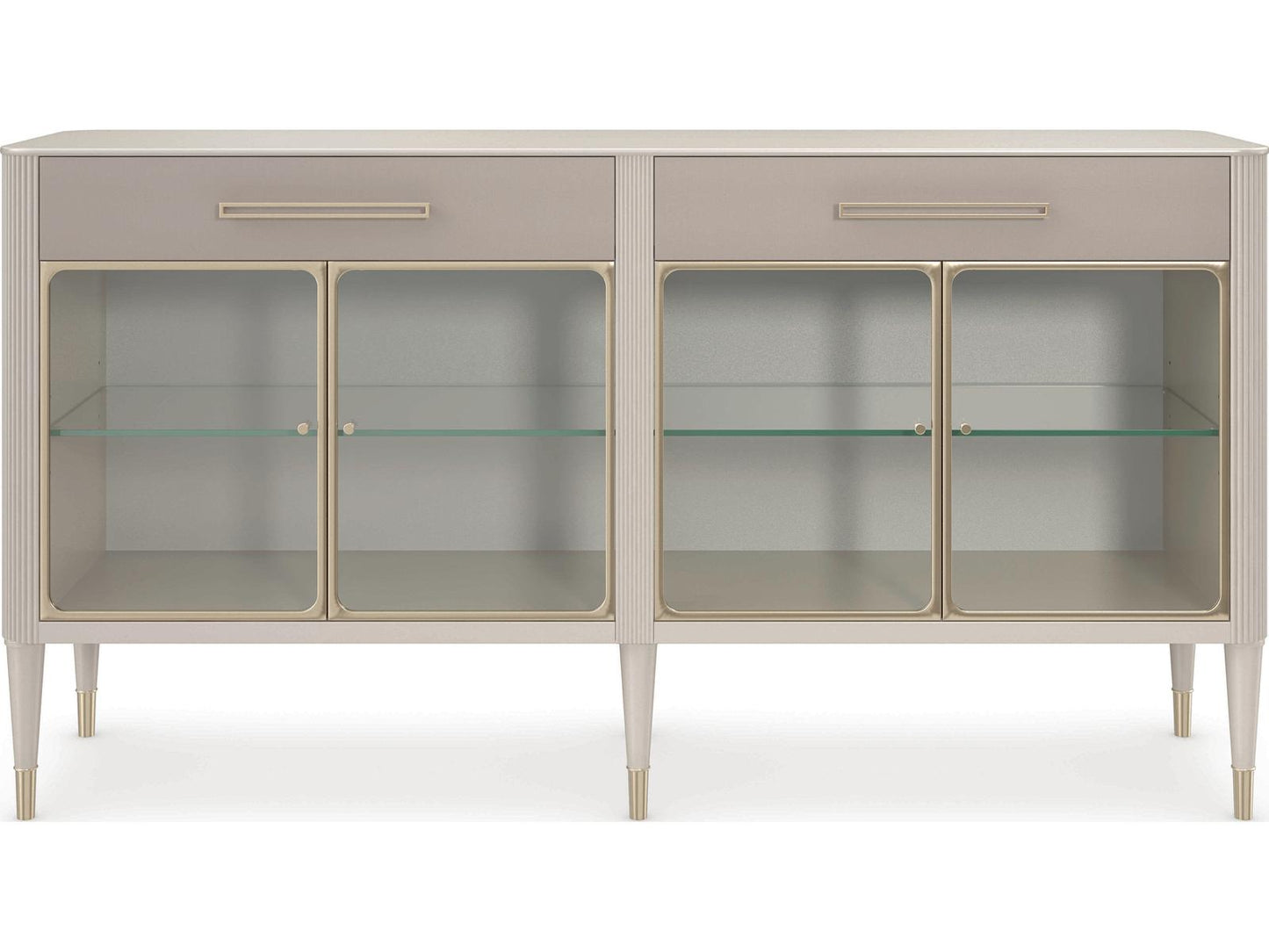 Love Interest Sideboard Console Cabinet in Matte Pearl and Whisper of Gold