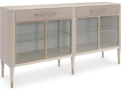Love Interest Sideboard Console Cabinet in Matte Pearl and Whisper of Gold