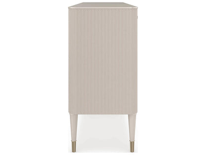 Love Interest Sideboard Console Cabinet in Matte Pearl and Whisper of Gold