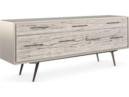 Classic Highs And Lows 84-Inch Credenza in Snowcap Organic and Matte Pearl