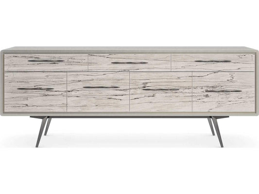 Classic Highs And Lows 84-Inch Credenza in Snowcap Organic and Matte Pearl