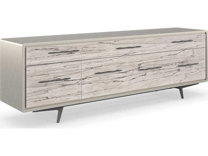 Classic Highs And Lows 84-Inch Credenza in Snowcap Organic and Matte Pearl