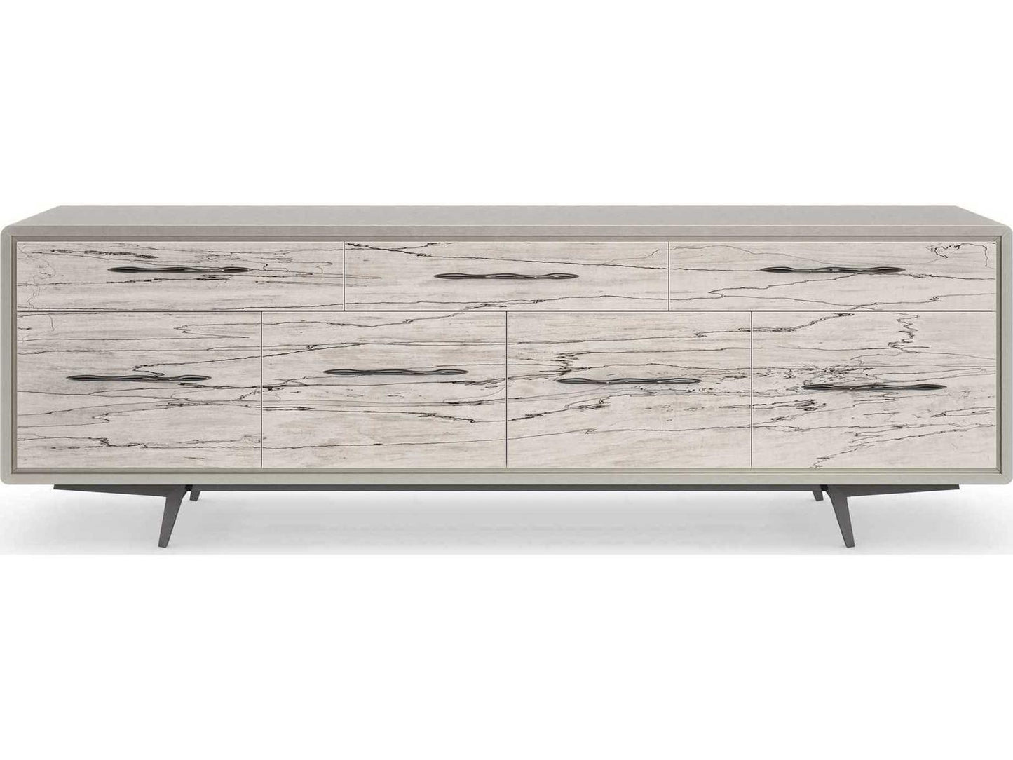 Classic Highs And Lows 84-Inch Credenza in Snowcap Organic and Matte Pearl