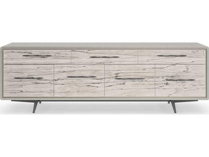 Classic Highs And Lows 84-Inch Credenza in Snowcap Organic and Matte Pearl