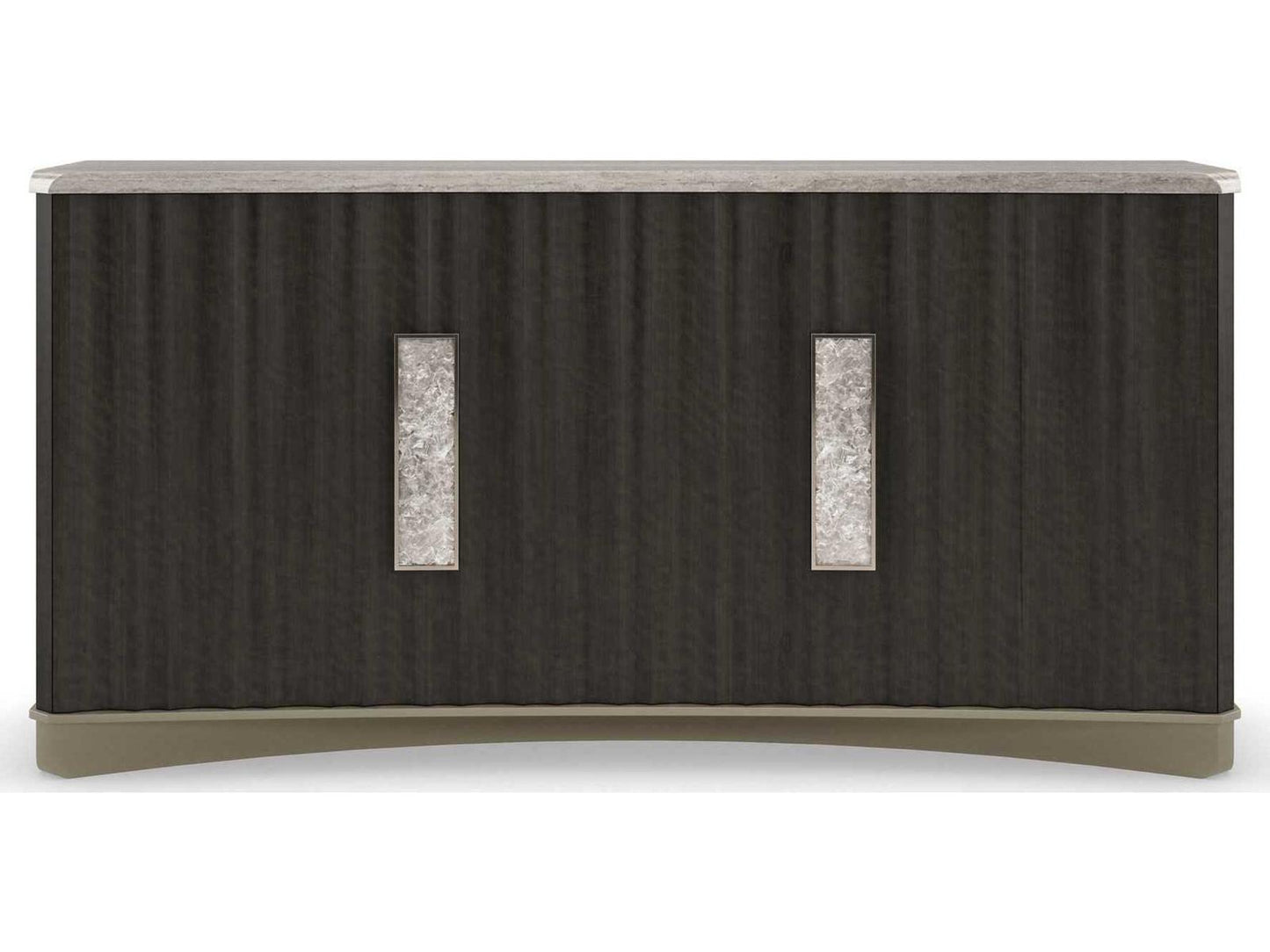 Crushing It Handcrafted Buffet with Silver Travertine Top in Charred Bark