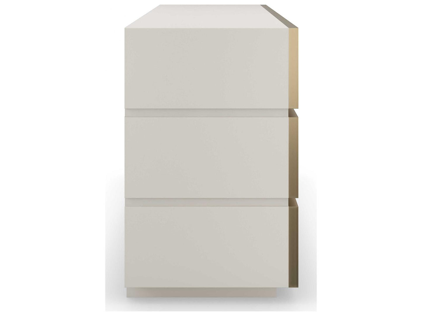 Bedrock Six-Drawer Dresser in Almond Milk and Champagne Gold