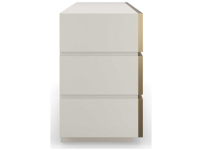 Bedrock Six-Drawer Dresser in Almond Milk and Champagne Gold