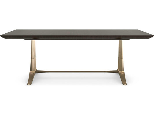 D'Orsay Rectangle Extendable Dining Table in Otter and Champagne Gold