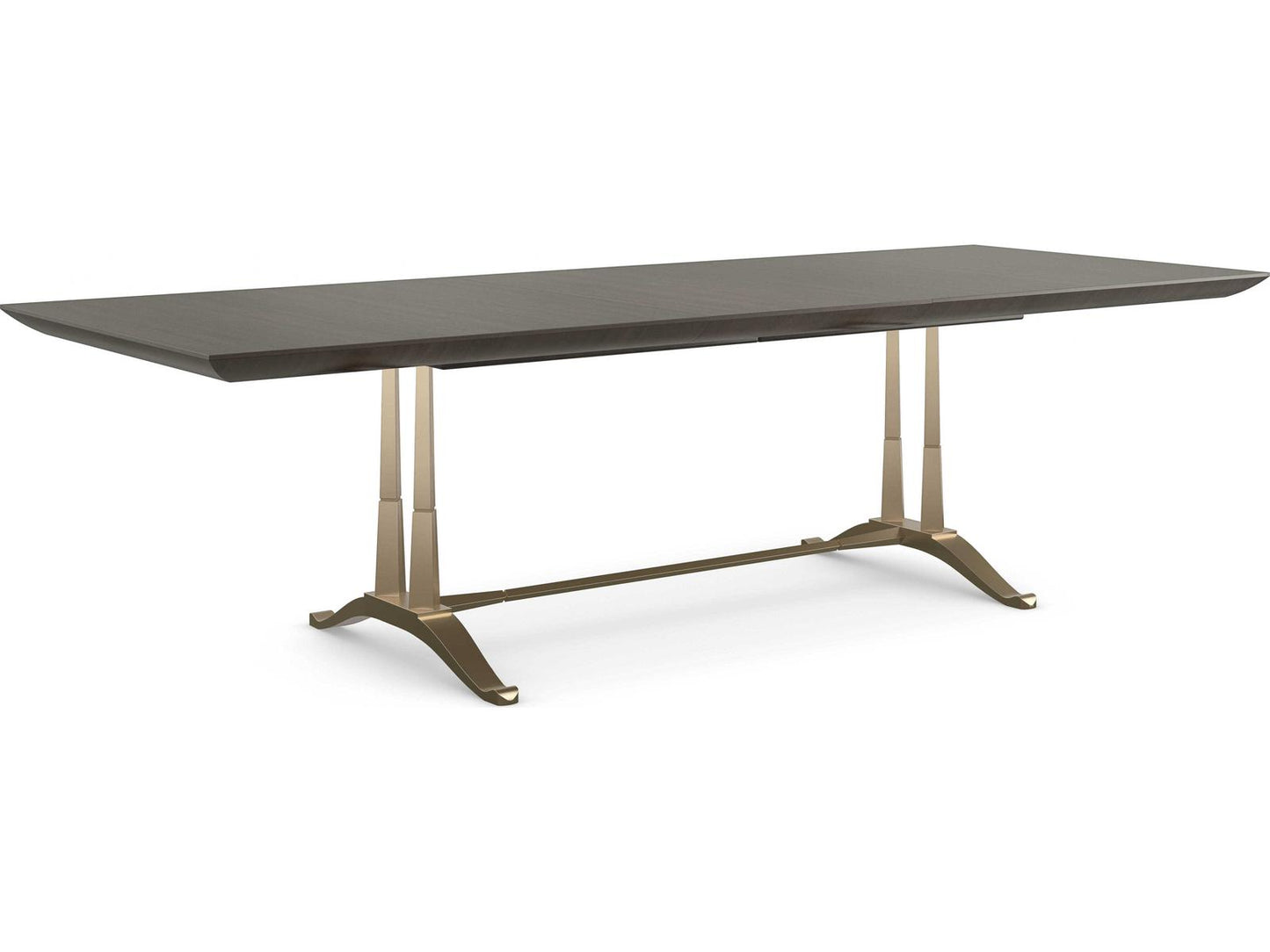 D'Orsay Rectangle Extendable Dining Table in Otter and Champagne Gold