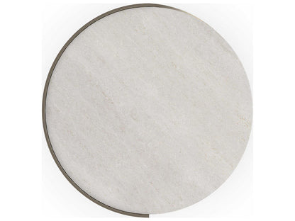 Classic Nautilus Round End Table in Taupe Silverleaf and Gold