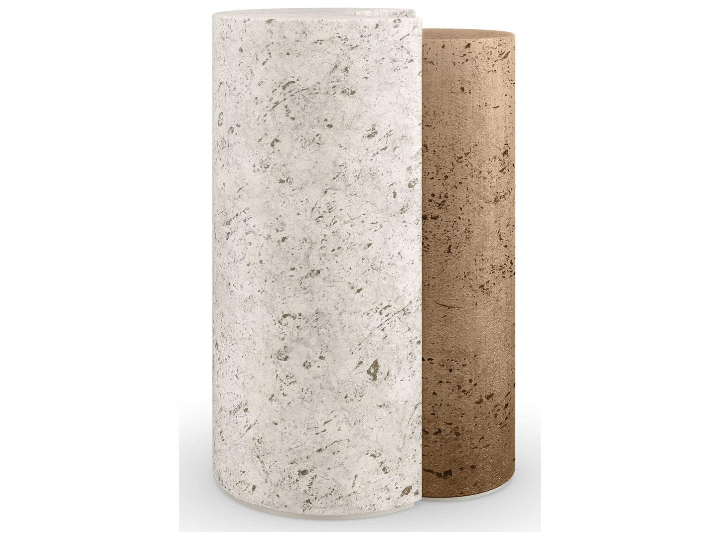 Classic Sun and Moon Travertine End Table with Bronze Accents