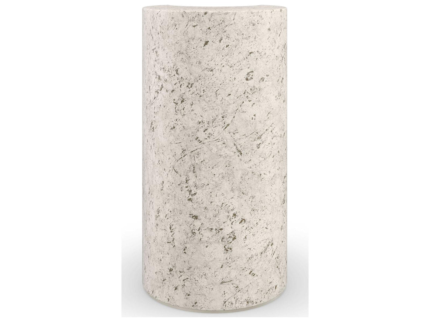 Classic Sun and Moon Travertine End Table with Bronze Accents
