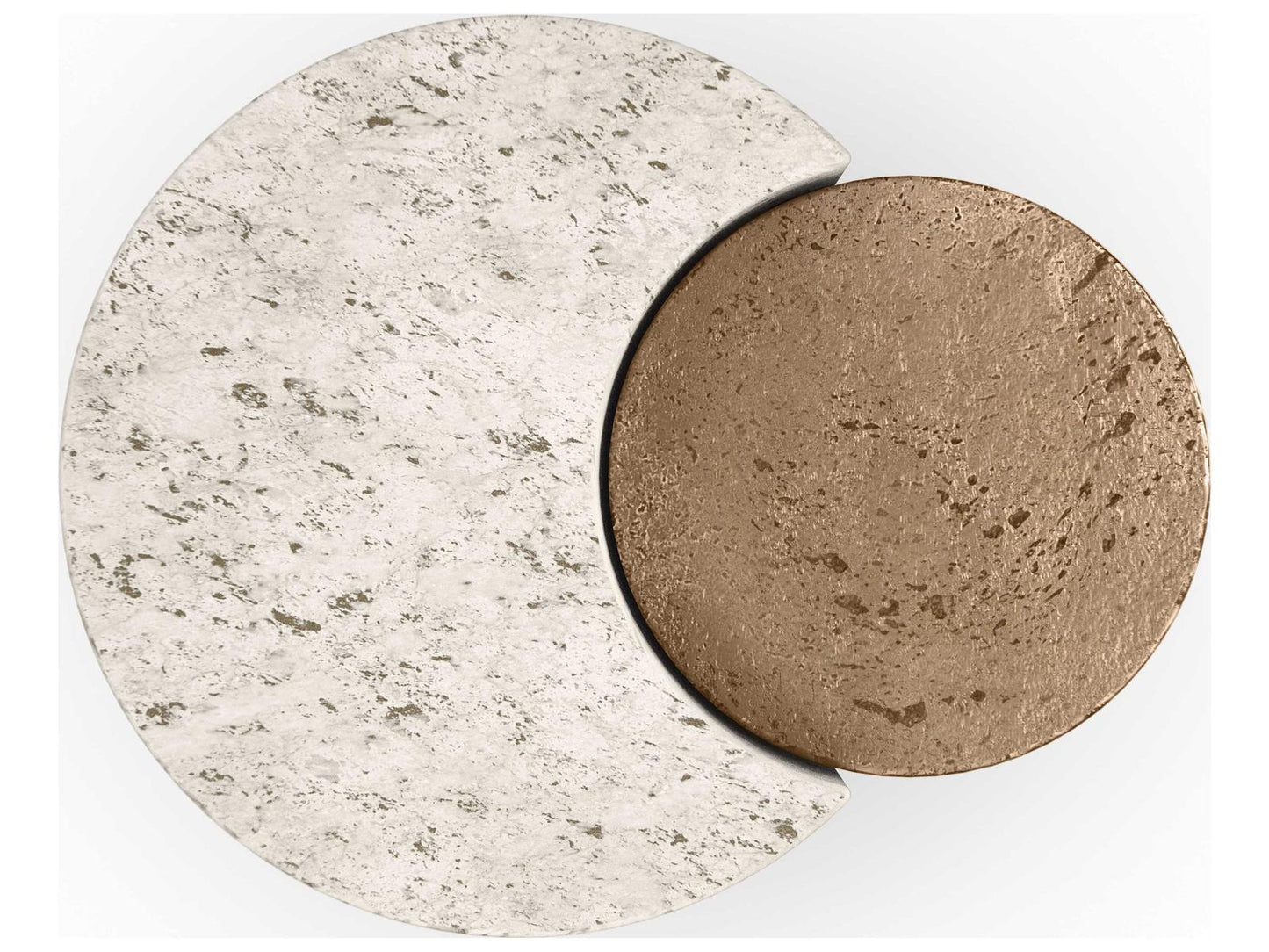 Classic Sun and Moon Travertine End Table with Bronze Accents