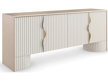 Classic Corinthian Media Console in Sparkling Argent and Almond Milk