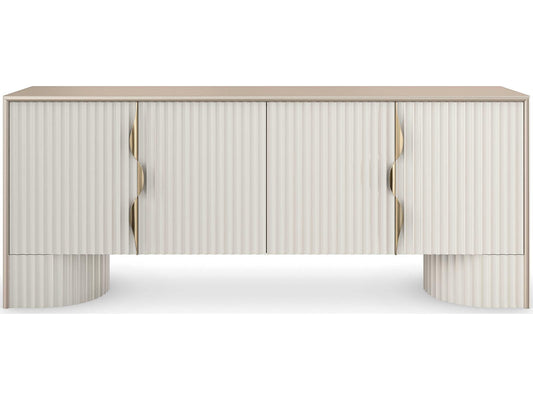 Classic Corinthian Media Console in Sparkling Argent and Almond Milk