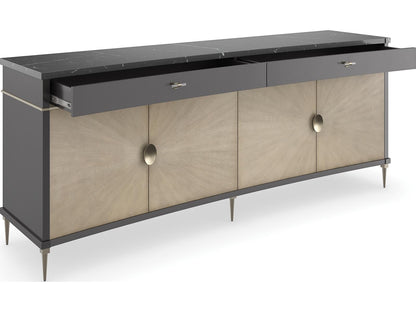 Classic Noir Sideboard in Almost Black with Black Marble Top