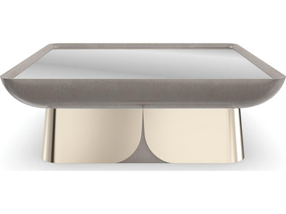 Zenith Square Coffee Table in Mirror Gold and Charcoal Leaf