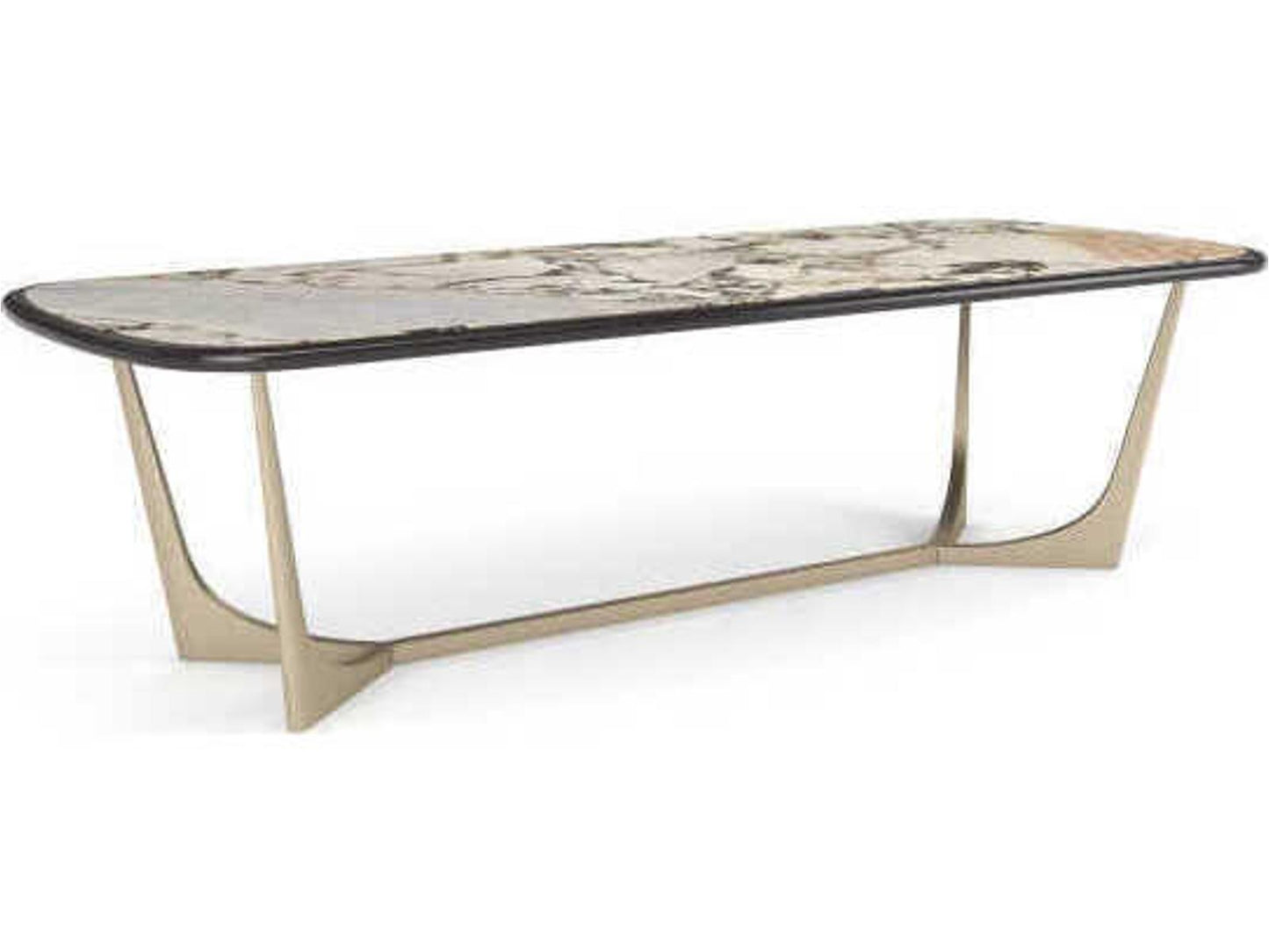 Vena Rectangle Dining Table in Otter Gloss and Brushed Gold