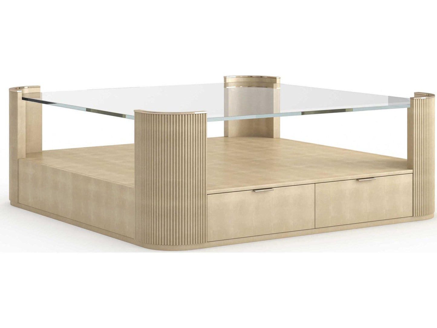 Love Square Oracle Square Coffee Table Glass Top with Whisper of Gold
