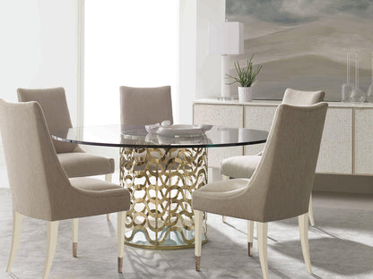 Bomb-Shell Sideboard with Stacked Shell and White Stone Top in Soft Taupe