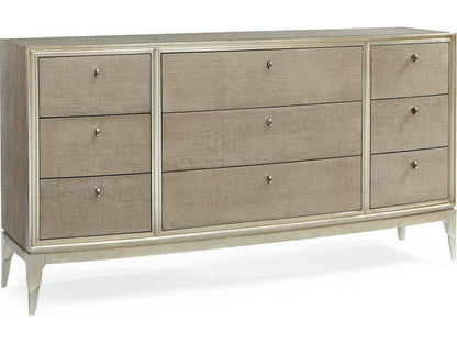Made To Shine Nine Drawer Dresser in Moonlit Sand and Soft Silver Leaf