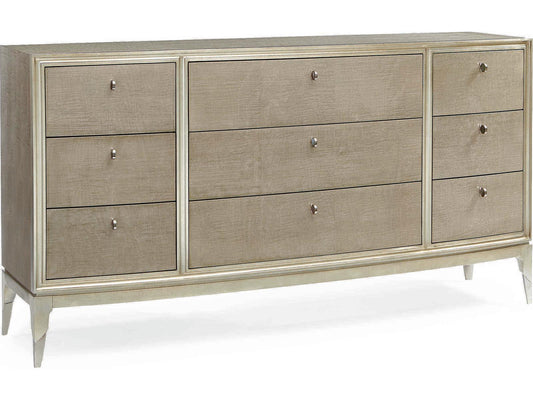 Made To Shine Nine Drawer Dresser in Moonlit Sand and Soft Silver Leaf