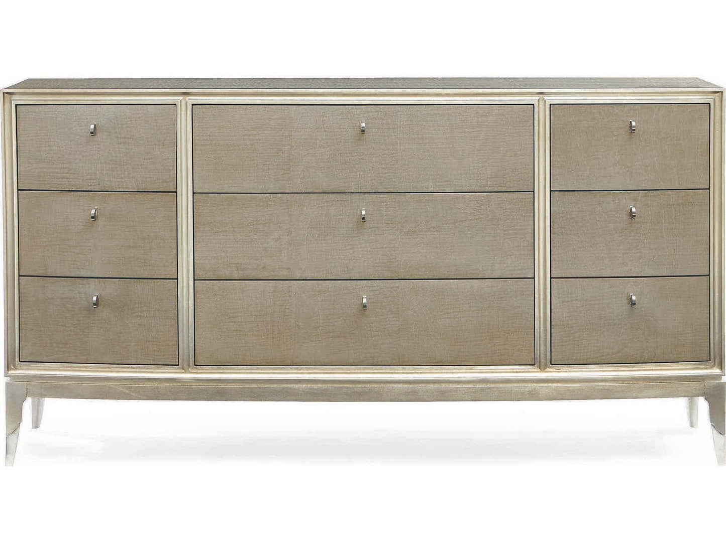 Made To Shine Nine Drawer Dresser in Moonlit Sand and Soft Silver Leaf