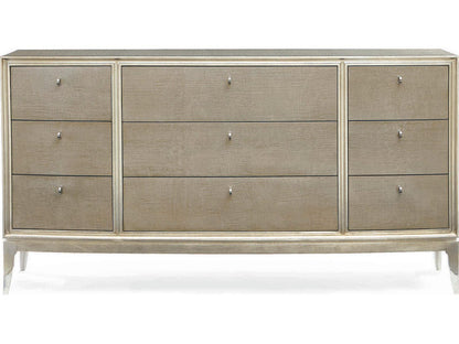 Made To Shine Nine Drawer Dresser in Moonlit Sand and Soft Silver Leaf