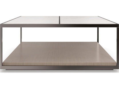 Cartesian Square Coffee Table with Creme Travertine Top