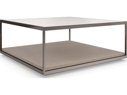Cartesian Square Coffee Table with Creme Travertine Top