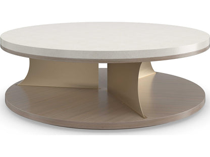 Braces Round Coffee Table in Ivory Craze Dry Martini and Brushed Gold