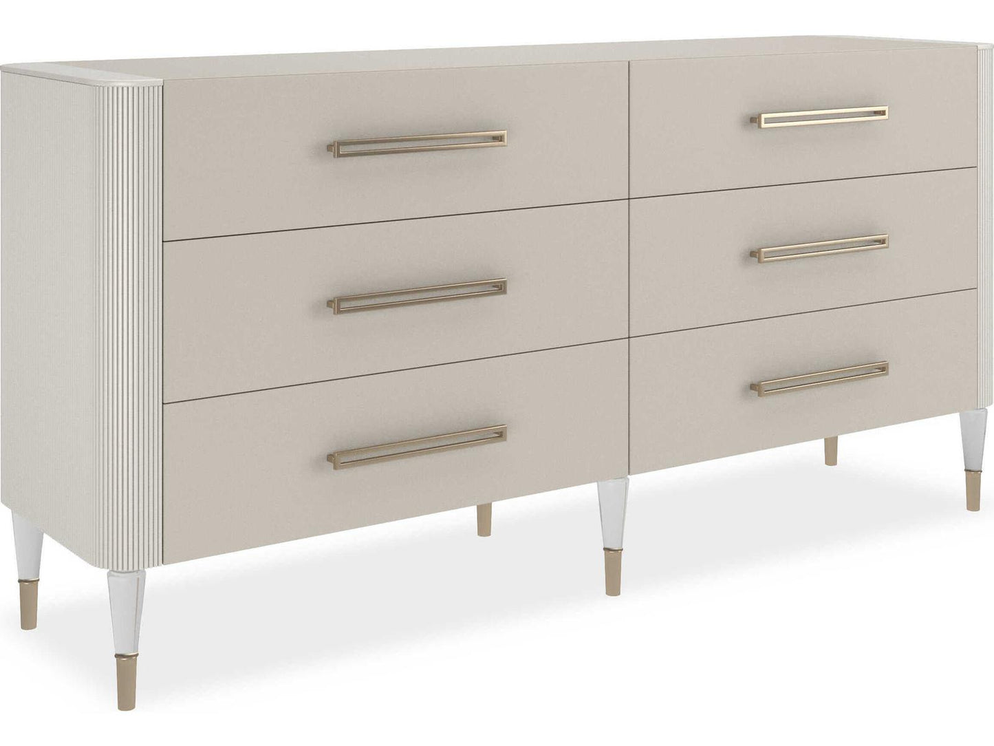 Love It 6-Drawer Dresser in Matte Pearl and Whisper of Gold