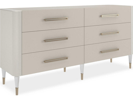 Love It 6-Drawer Dresser in Matte Pearl and Whisper of Gold