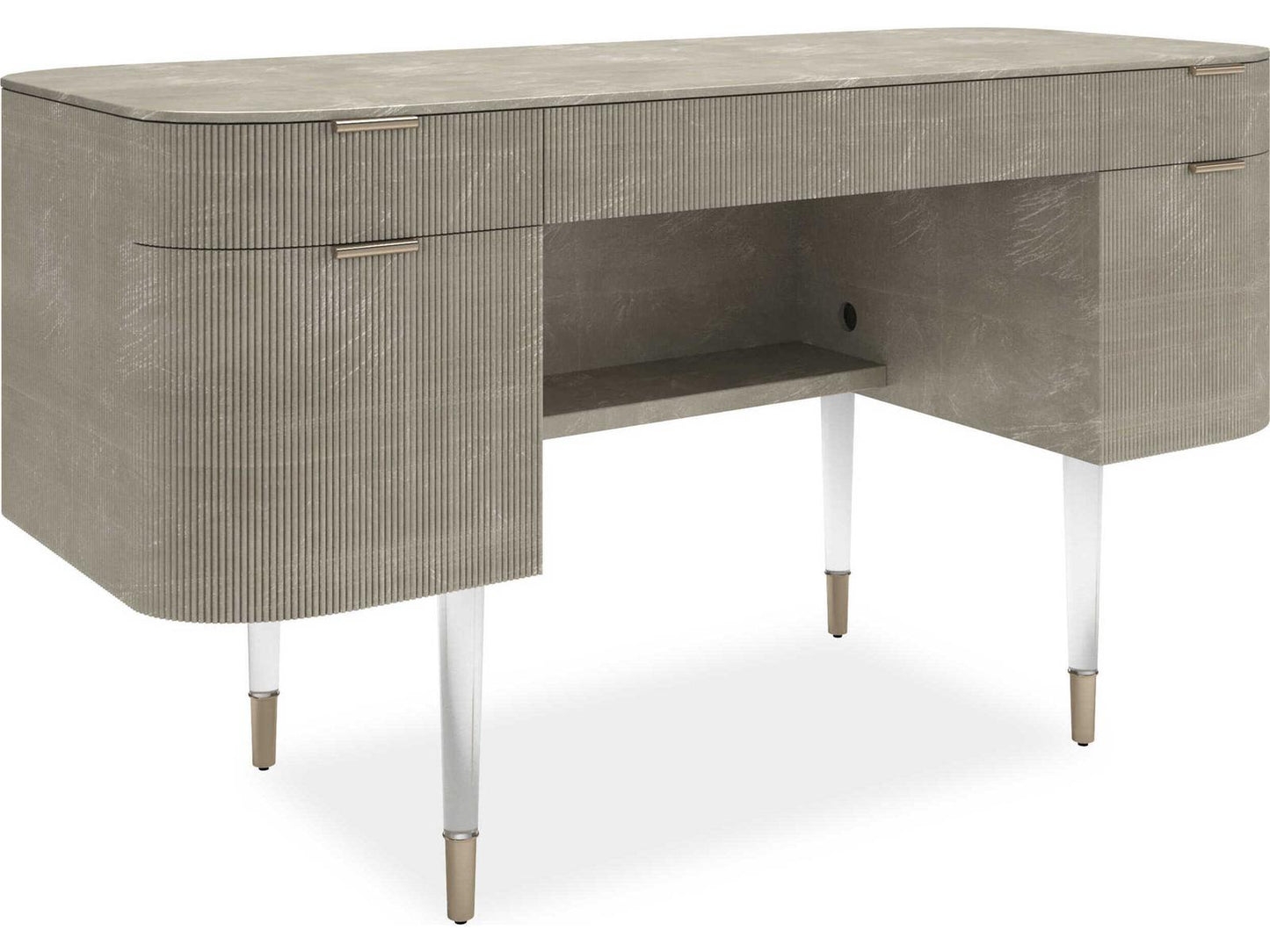 Lady Love Console Table in Oracle with Whisper of Gold Accents