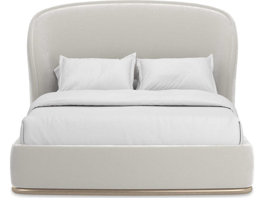 Classic Soft Silver Paint Hardwood Upholstered Queen Platform Bed