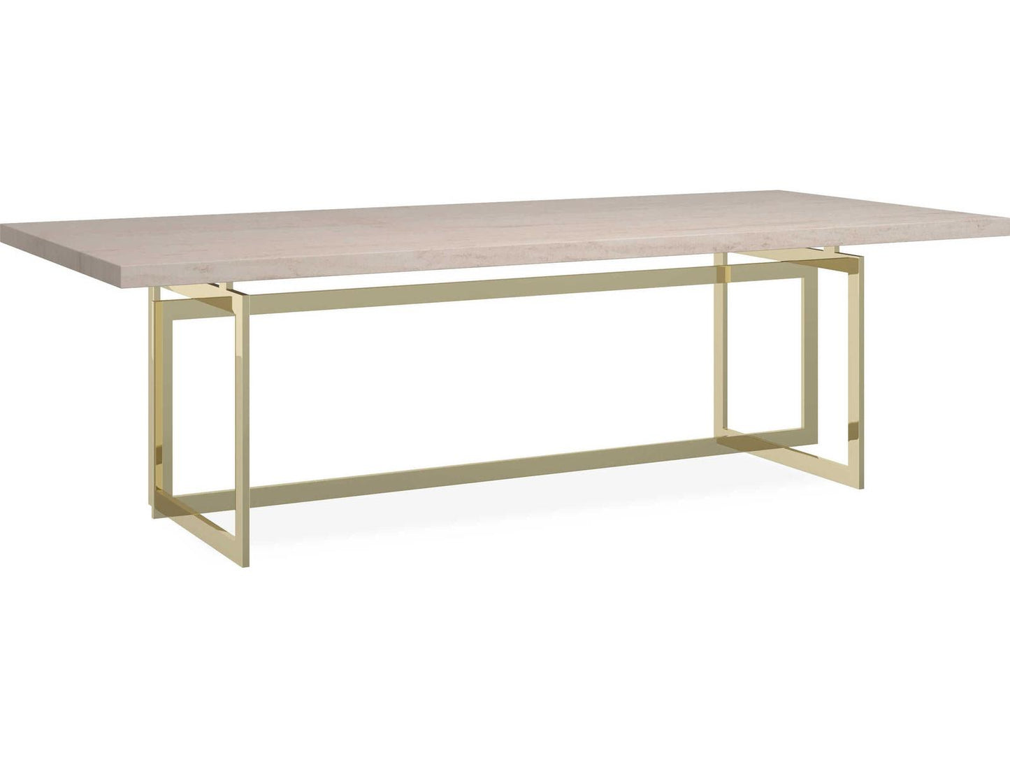 Wish You Were Here 100-Inch Rectangle Dining Table in Crème Travertine and Whisper of Gold