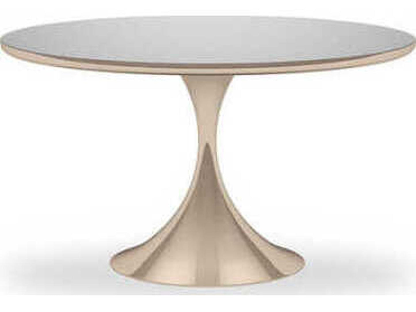 Semper 54-Inch Round Dining Table in Whisper of Gold with Silver Mirror Top