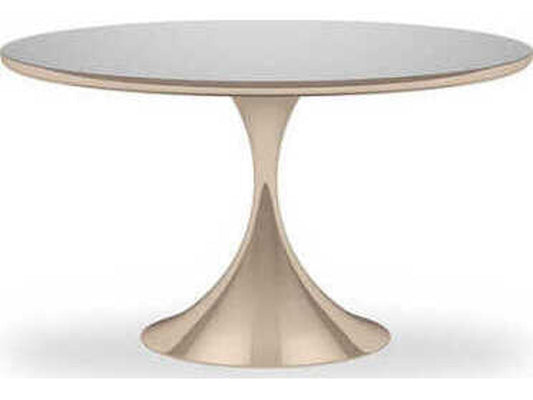 Semper 54-Inch Round Dining Table in Whisper of Gold with Silver Mirror Top