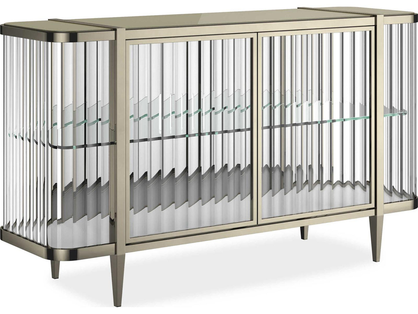 Stop and Stare Sideboard with Wavy Acrylic and Whisper of Gold Finish