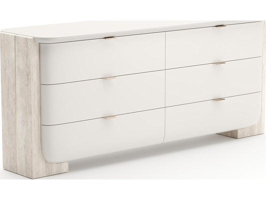 Overlap Light Dresser in Latte Gloss with Travertine and Whisper of Gold